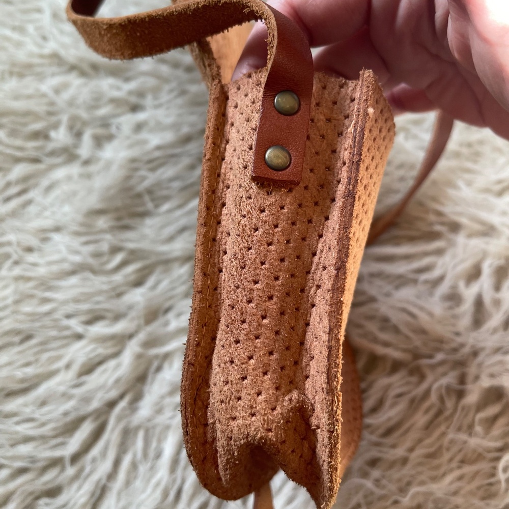 Vintage Leather Suede Saddle Mini Shoulder Bag - Brown Perforated Leather - Picture 6 of 9